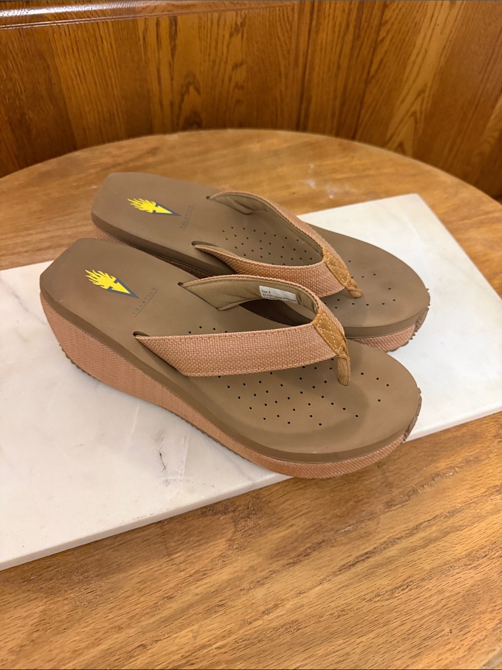 Volatile Brown/Tan Platform Flip Flop Sandals